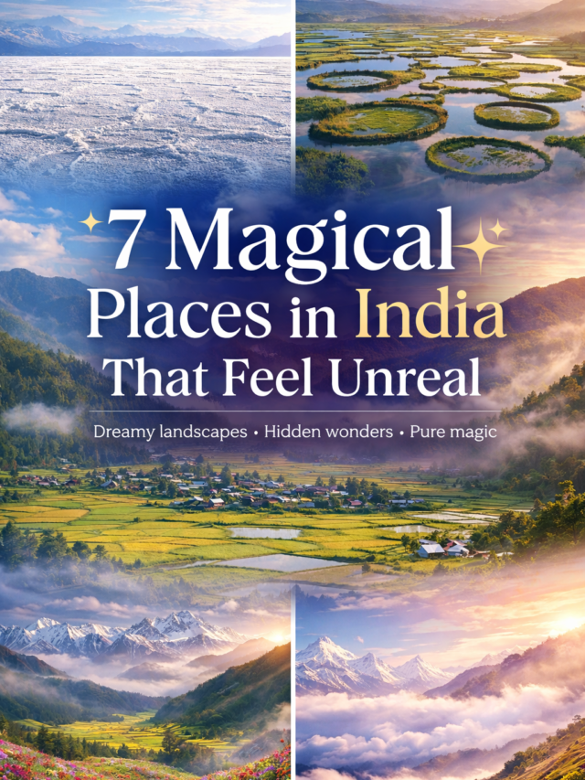 Discover 7 magical places in India that look unreal—from white deserts and floating lakes to misty valleys and snowy peaks. A journey straight into nature’s fantasy.